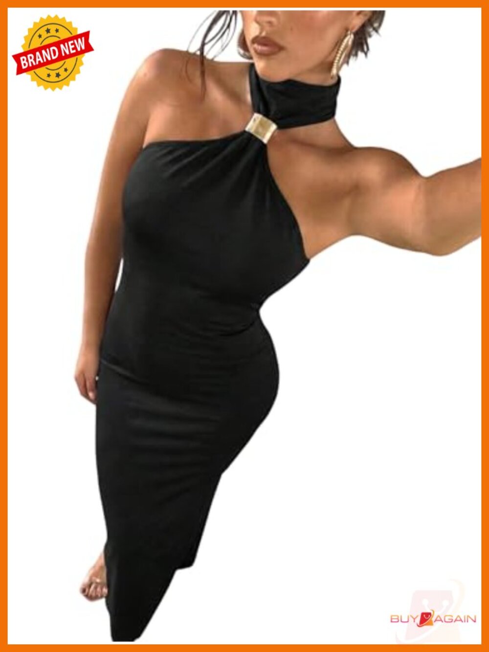 Leopard Print Halter Maxi Night Out Dress A-Line Sleeveless